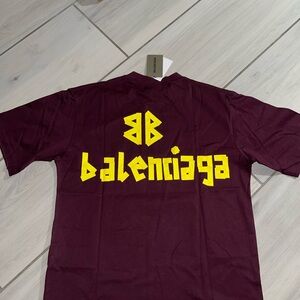 Balenciaga Men's Burgundy T-Shirt